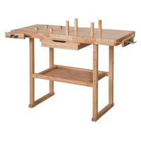 Dílenský stůl Ponk1 dřevěný se svěráky hnědý