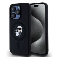 Karl Lagerfeld Liquid Silicone Karl and Choupette MagSafe Zadní Kryt pro iPhone 15 Pro Black