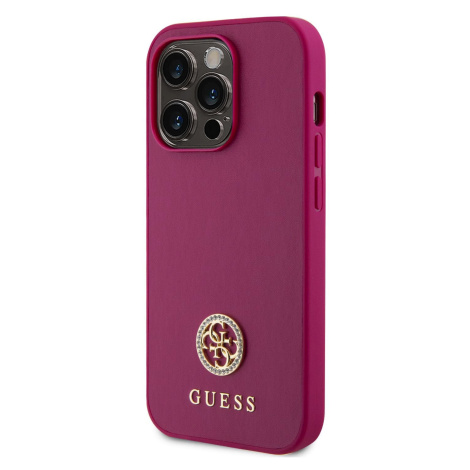 Zadní kryt Guess PU 4G Strass Metal Logo pro Apple iPhone 15 Pro, růžová