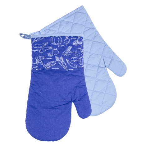 Kuchyňské bavlněné rukavice chňapky VERDURE - modrá, 100% bavlna 18x30 cm
