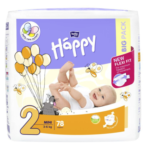 Bella Baby Happy Mini 3-6 kg dětské plenky 78 ks