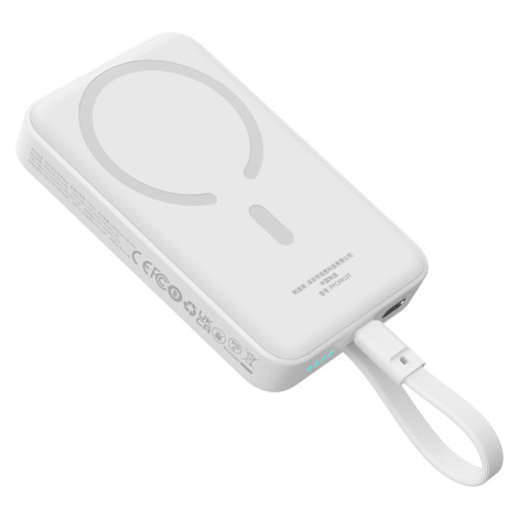 Powerbanka Baseus Magnetic Mini MagSafe 10000mAh 30W s integrovaným kabelem USB-C - bílá + kabel