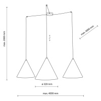 TK Lighting Závěsné svítidlo Cono 3-světelné decentrální stínidlo 32 cm černé