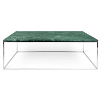 Konferenční stolek s chromovaným podnožím a zelenou mramorovou deskou TemaHome Prairie, 75 x 120