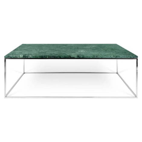 Konferenční stolek s chromovaným podnožím a zelenou mramorovou deskou TemaHome Prairie, 75 x 120