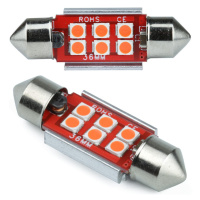 Auto LED žárovka C5W 6 SMD 3535 CAN BUS červená 36 mm