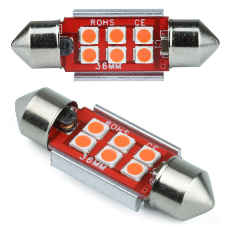 Auto LED žárovka C5W 6 SMD 3535 CAN BUS červená 36 mm Interlook