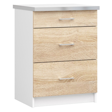 Spodní kuchyňská skříňka s deskou LIMA S60 SZ3 bílá / dub sonoma