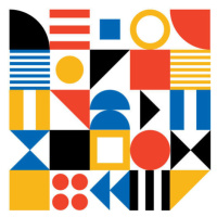 Ilustrace Abstract Geometric Pattern Artwork. Retro colors, as creative atelier, 40 × 40 cm