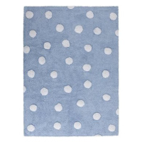 Přírodní koberec, ručně tkaný Polka Dots Blue-White 120 × 160 cm