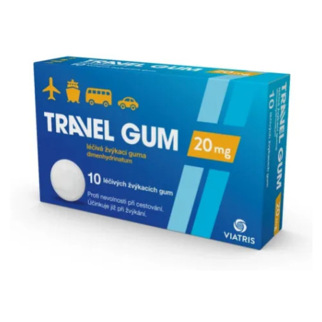 TRAVEL GUM 20MG GUM MND 10