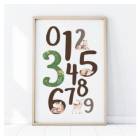 Plakát do dětského pokoje s lesním motivem čísel