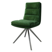 DELIFE Otočná židle Abelia-Flex samet zelený křížová podnož zaoblená otočná nerezová ocel