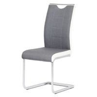 Jídelní židle RIVONA — chrom, šedá látka/bílá koženka