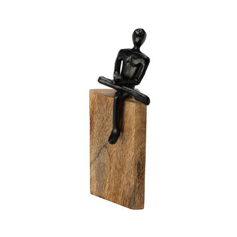H&L Soška Man cool na dřevěném špalku, černá