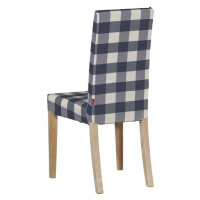 Dekoria Potah na židli IKEA  Harry, krátký, tmavě modrá kostka velká, židle Harry, Quadro, 136-0