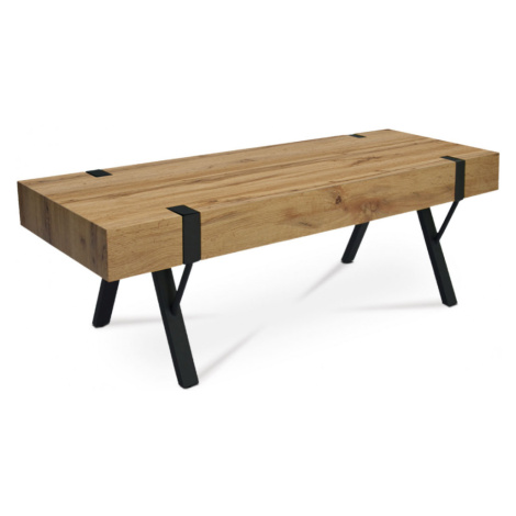 Konferenční stolek ALAN — 120x40x40 cm, divoký dub, černý kov