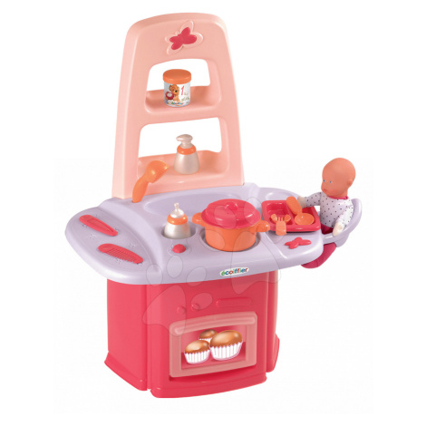 Écoiffier dětský přebalovací stolek s kuchyňkou Nursery 2870 růžovo-bílý Ecoiffier