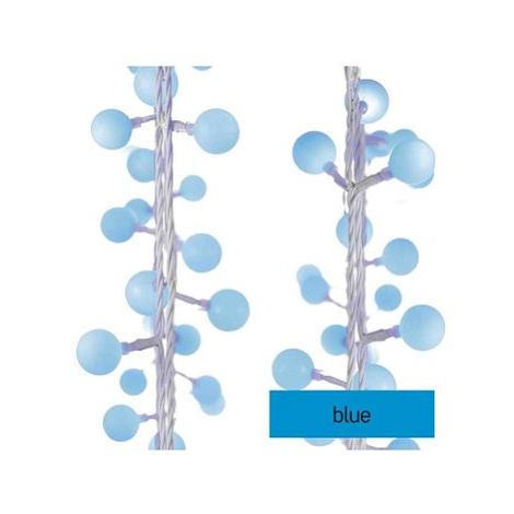 EMOS LED světelný cherry řetěz – kuličky 2,5 cm, 4 m, venkovní i vnitřní, modrá, časovač