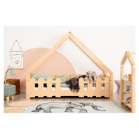 Domečková patrová dětská postel z masivního dřeva 90x200 cm v přírodní barvě Mila DMP Rozměr: 90