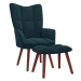 Relaxační křeslo se stoličkou modré samet , 328072