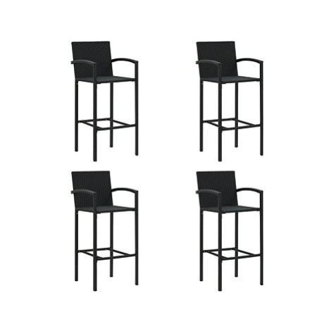 Barové stoličky 4 ks černé polyratan, 313455 SHUMEE