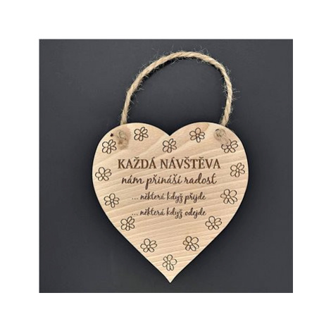 AMADEA Dřevěné srdce s nápisem Každá návštěva.., masivní dřevo, 16 x 15 cm