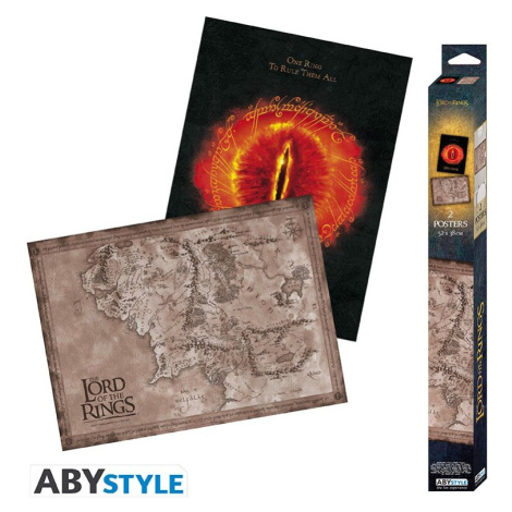 Set 2 plakátů Lord of the Rings - Map & Eye (52x38 cm) Abysse