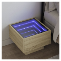 vidaXL Noční stolek s Infinity LED dub sonoma 40 x 40 x 30 cm