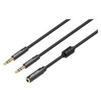 Vention 2x 3.5mm (M) to 4-Pole 3.5mm (F) Stereo Splitter Cable 0.3m Black Metal Type