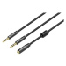 Vention 2x 3.5mm (M) to 4-Pole 3.5mm (F) Stereo Splitter Cable 0.3m Black Metal Type