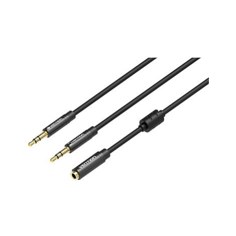 Vention 2x 3.5mm (M) to 4-Pole 3.5mm (F) Stereo Splitter Cable 0.3m Black Metal Type