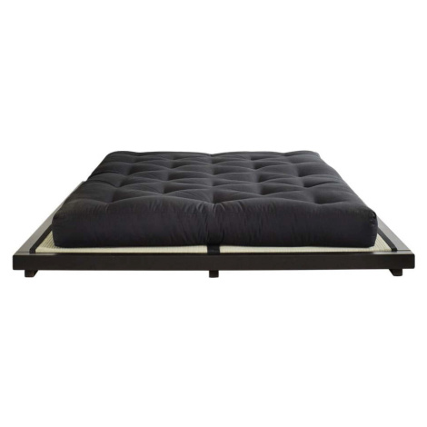 Dvoulůžková postel z borovicového dřeva s matrací a tatami Karup Design Dock Comfort Mat Black/B