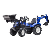 FALK Šlapací traktor New Holland T8 s nakladačem, bagrem a maxi vozíkem