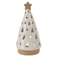 Porcelánový svícen na čajovou svíčku Christmas tree bílá, 10 x 20 cm