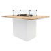 Krbový plynový stůl Cosiloft 120 vysoký jídelní stůl bílý rám / deska teak (neobsahuje sklo) COS