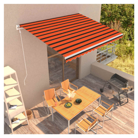 vidaXL Automatická zatahovací markýza 400 x 300 cm oranžovo-hnědá