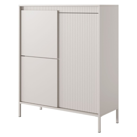 Vysoká komoda se skříňkami Senso 3D béžová s drážkováním Meble Laski