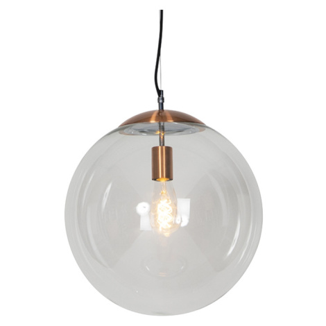 Skandinávská závěsná lampa měděná s čirým sklem - Ball 40 QAZQA