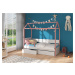 Dětská postel Otello se zábranou Barva korpusu: Šedá, Rozměr: 190 x 87 cm, Rám: Růžová
