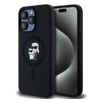 Karl Lagerfeld Liquid Silicone Karl and Choupette MagSafe Zadní Kryt pro iPhone 15 Pro Max Black