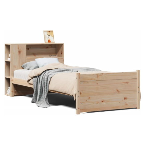 vidaXL Postel s knihovnou bez matrace 75 x 190 cm masivní borovice