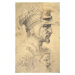 Michelangelo (after) Buonarroti - Obrazová reprodukce Ideal head of a warrior, (24.6 x 40 cm)