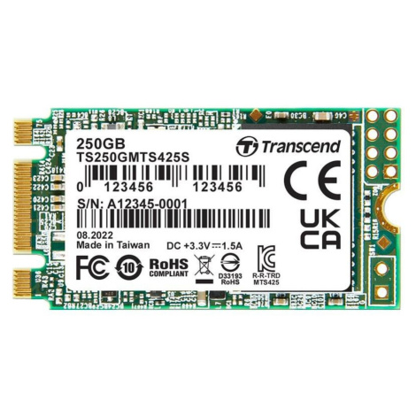 TRANSCEND SSD 425S 250GB, M.2 2242 SSD, SATA3 B+M Key, TLC
