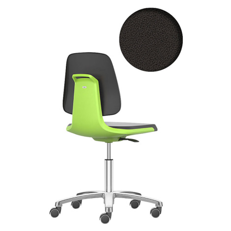 bimos Pracovní otočná židle LABSIT, pět noh s kolečky, sedák s textilním potahem, zelená barva