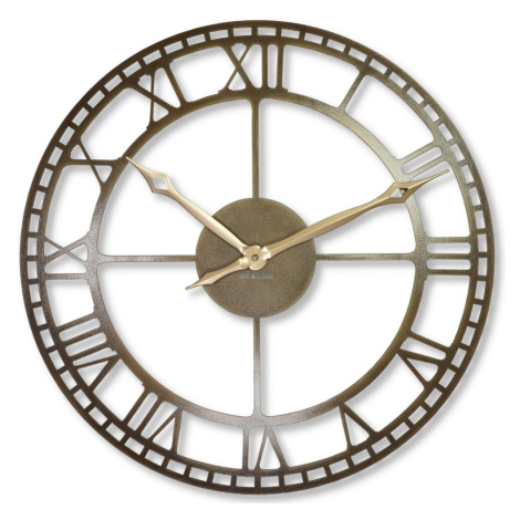 Flexistyle z21a - velké nástěnné kovové hodiny s průměrem 50 cm bronz