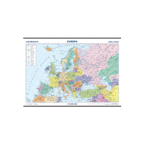 Evropa – státy a území – školní nástěnná mapa Kartografie Praha