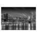 Plakát, Obraz - Melanie Viola - BROOKLYN BRIDGE Nightly Impressions Monochrome, 120 × 80 cm