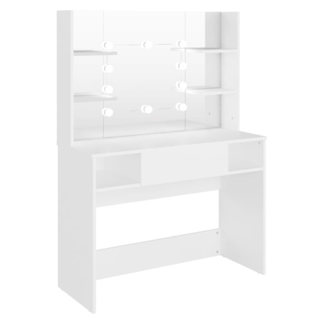 vidaXL Kosmetický stolek s LED světly 100 x 40 x 135 cm MDF bílý