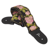 Perri's Leathers Jacquard Strap Pink And Black Flower